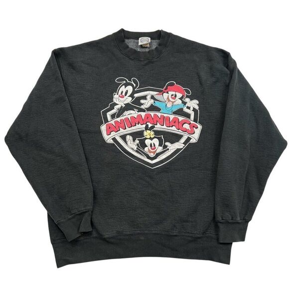Vintage Animaniacs Warner Bros 1993 Sweatshirt Black Women's Size Large - Picture 1 of 11